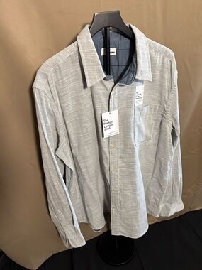 Sonoma Light Gray Long-Sleeve Button-Down Shirt